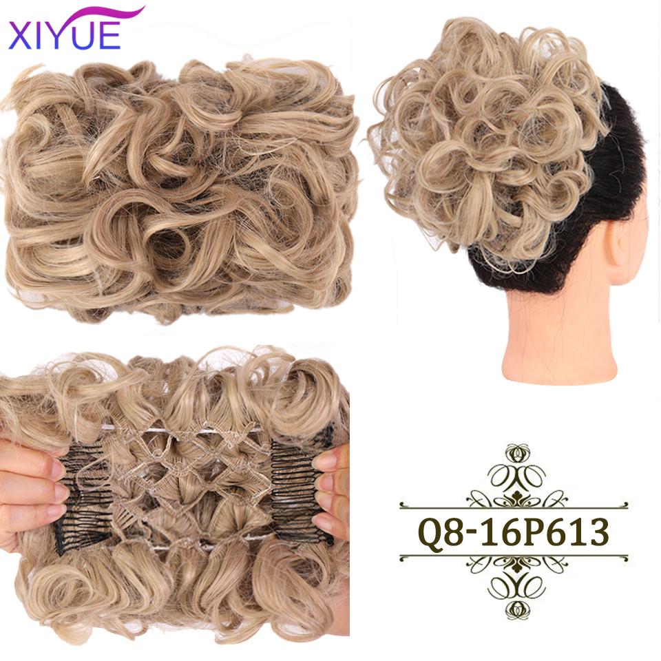LARGE Comb Clip In Curly Hair Extension Synthetic Hair Pieces Chignon Women Updo Cover Hairpiece Extension Hair Bun