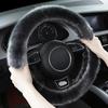 Long Wool Fuzzy Steering Wheel Cover, Anti-Slip 15 Inch Fluffy Steering Wheel Cover with a Plush Feel, Eco-Friendly Steering Wheel Cover