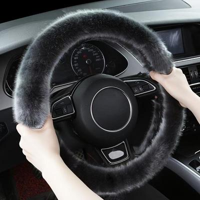 Funda peluda de lana larga para volante, antideslizante, 15 pulgadas, funda esponjosa para volante con tacto de felpa, funda para volante ecológica