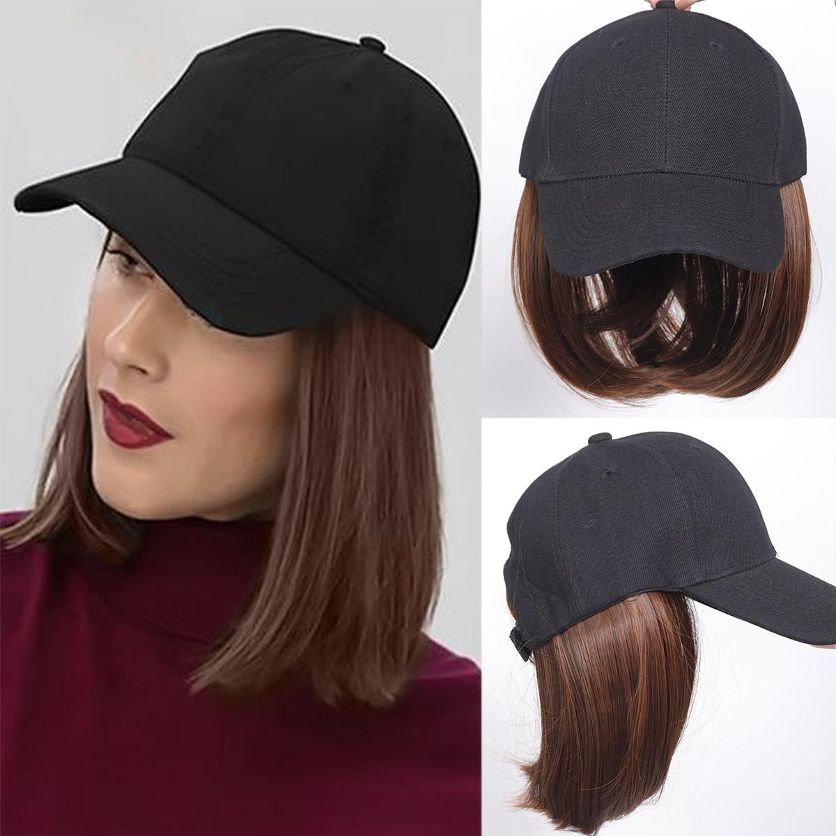 

Бейсболка с наращенными волосами для женщин, термостойкие синтетические 8-дюймовые регулируемые короткие прямые парики для замены волос в шляпе для женщин 8inch