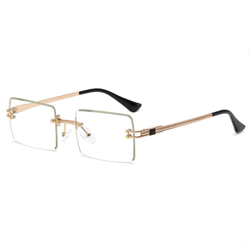 17351 Square Trimmed Sunglasses For Women, European And American Fashion For Rimless Glasses, Personalized Street Sunglasses