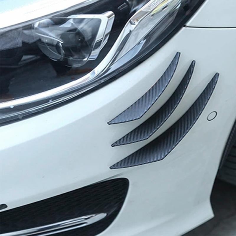 6pcs Universal Rubber Car Front Bumper Lip Protector Rear Diffuser Black Carbon Fiber Spoiler Splitter Wing Protection Guard
