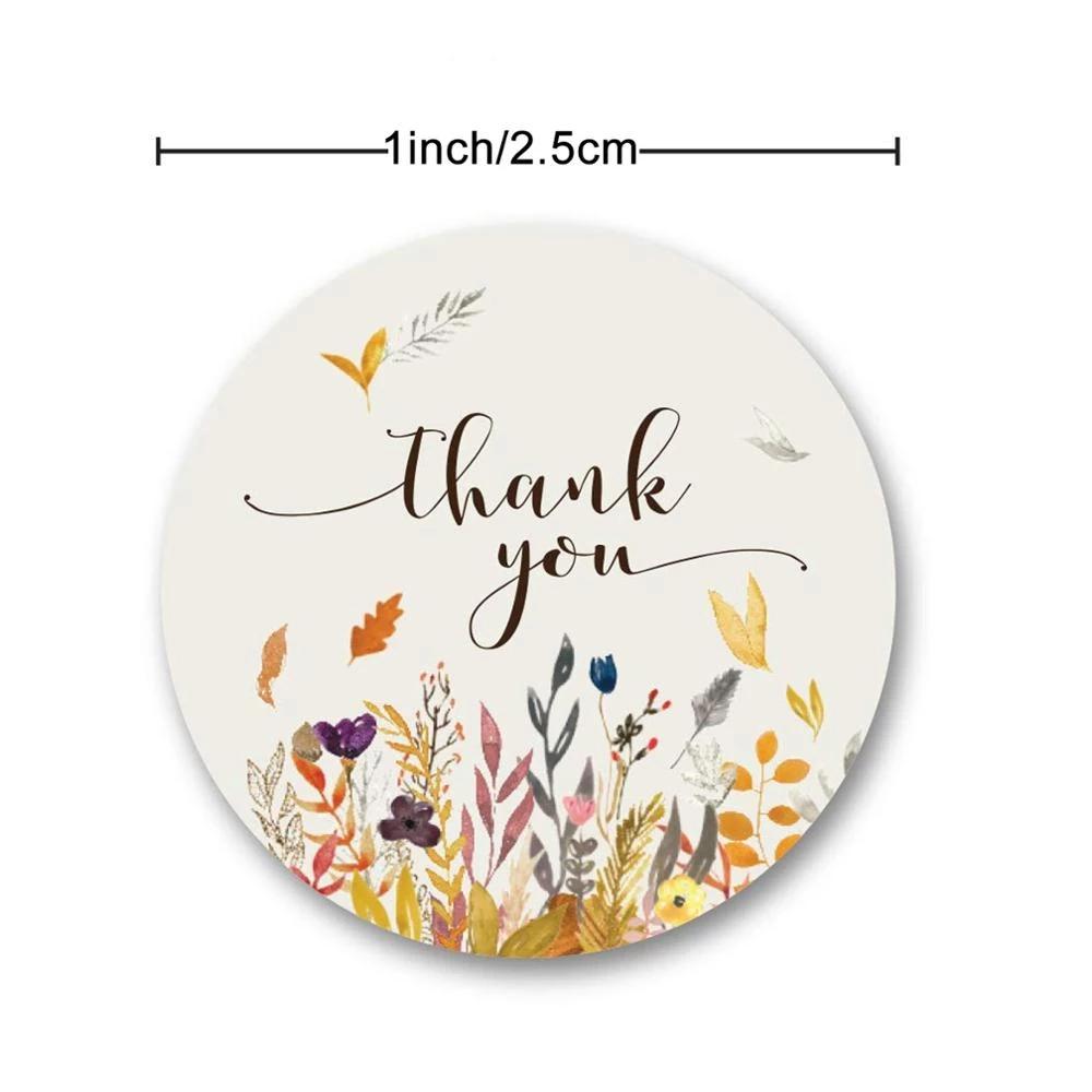 100-500PCS 1inch Round Flower Thank You Stickers Seal Labels for Gift packaging Decoration Stationery Sticker Custom Labels