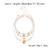 Boho Mehrschichtige Seestern Muschel Reiskorn Perlen Halskette für Damen Vintage Imitation Perlenstein Halskette Sommer Strandparty Schmuck