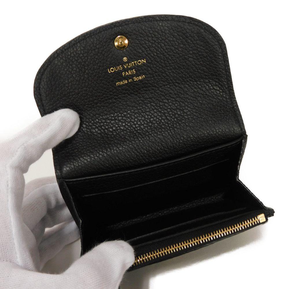 Used 12564 Porto Monnaie Rosalie M81455 7941 Current LV Logo Flower Black RFID IC Monogram Empreinte Noir Unisex from