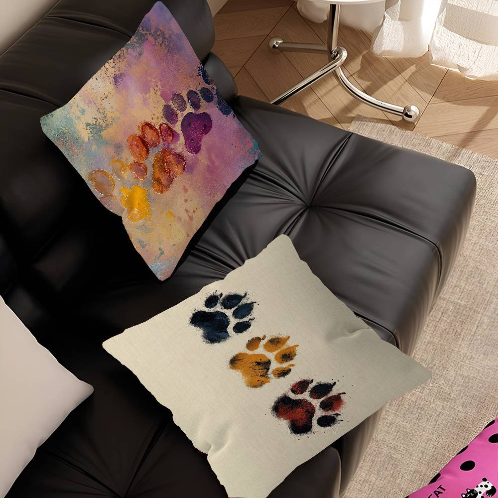 Cute Dog Paw Theme Maple Design Cushion Cover Happy Autumn Harvest decor Holiday Decorati Pillow Cover
