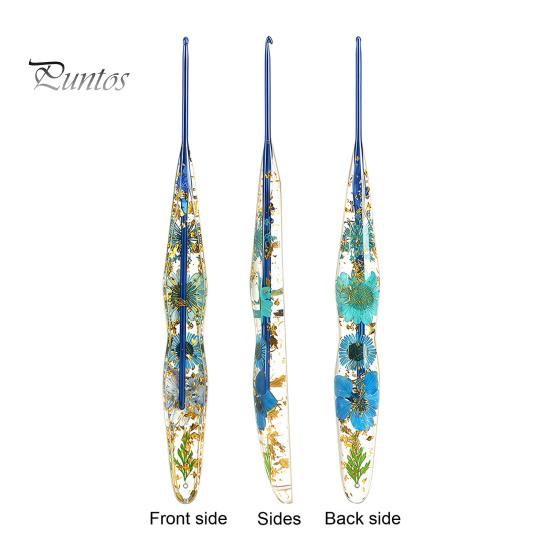 Comfortable Grip Crochet Hook Resin for Beginners, Crocheting Lovers, 2.0mm-8.0mm Ergonomic Durable with Long Floral Handle Blankets, Dolls,