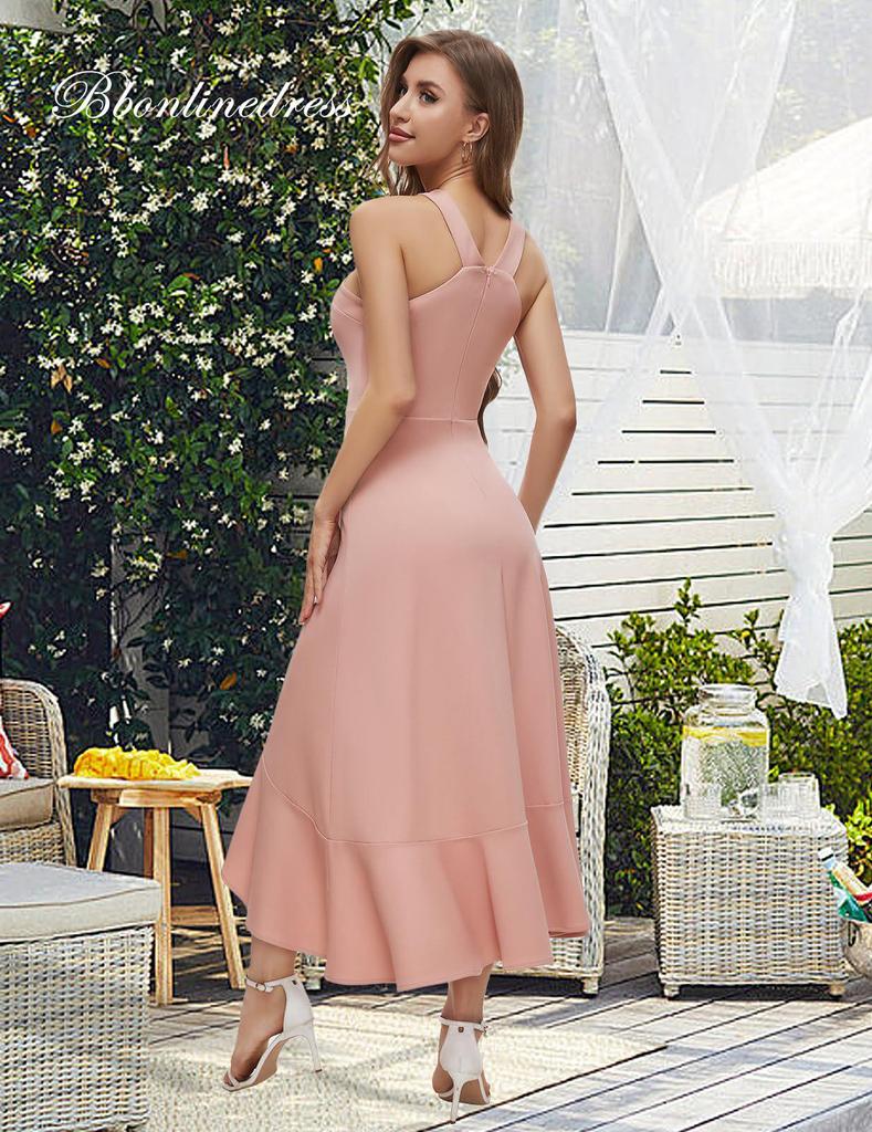 2025 European & American Halter Neck Ruffle Cocktail Dress for Women - Prom, Formal & Bridesmaid