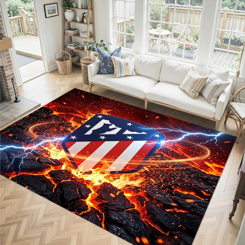 Atletico Madrid Design Crystal Velvet Carpet Cozy Non?Slip Printed Rug For Bedroom Living Room Entrance