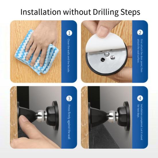 Magnetic Door Stopper Wall Protector Adhesive No Drilling Heavy Duty Anti-collision Home Office Bedrom Wall Floor Mount Door Catch Doorstop