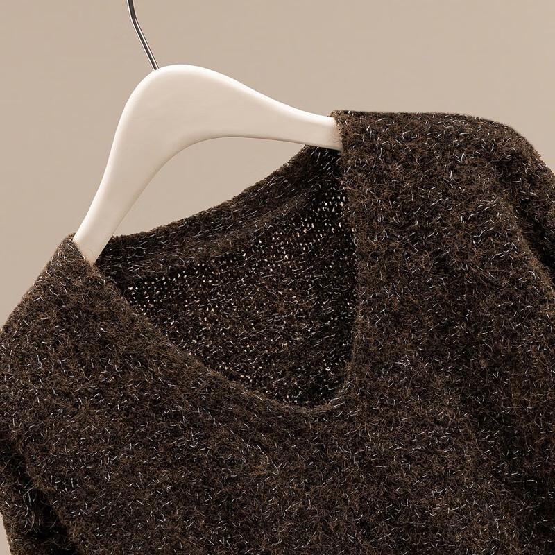 Women's Wool Blend Loose V-Neck Knit Sweater