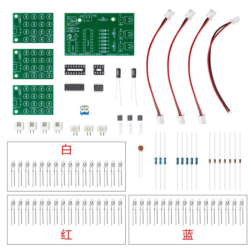

CD4017 + NE555 Flash Light Explosion-flashing LED Suite Self DIY Learning Electronic Kit Strobe Module Production Design