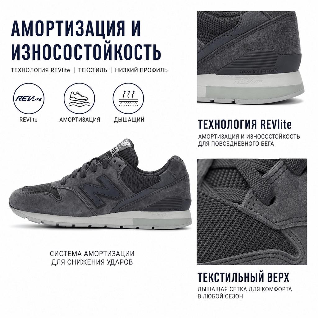 New Balance Nb 996 Comfortable Retro Fabric Low-Top Casual Running Shoes Unisex Sneaker Charcoal-Black MRL996PG