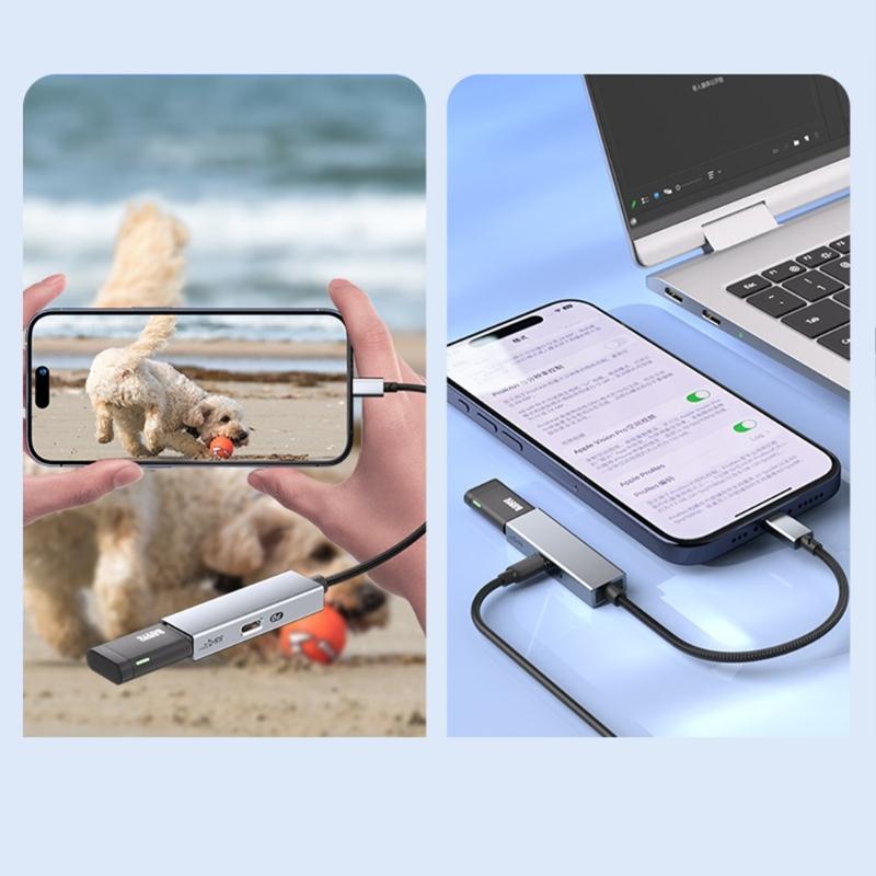 2 in 1 USB C OTG Charging Adapter USB 3.2 Gen1 OTG Splitter PD60W Fast Charging 5Gbps Data Transfer Cable for Phone