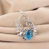 Natural Swiss Blue Topaz Gemstone 925 Sterling Silver Handmade Jewelry Pendant 1.8" For Anniversary Gift CP-42-10