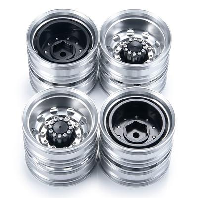 1/14 Scale Trailer RC Rock Crawler Wheel Rims, Aluminum Beadlock Wheel Hubs for Tamiya Trucks (4pcs)