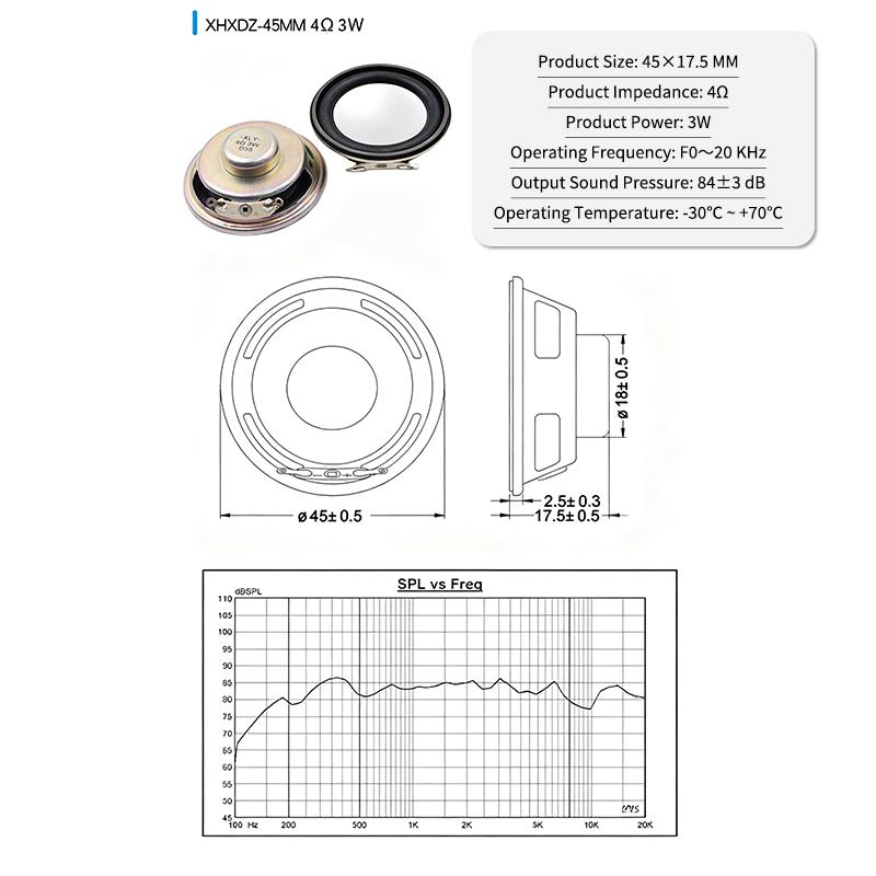 Kulatý širokopásmový reproduktorový měnič 4Ohm 3W Mini reproduktor 20 až 50 mm Audio reproduktor pro DIY Bluetooth reproduktor Elektronický projekt