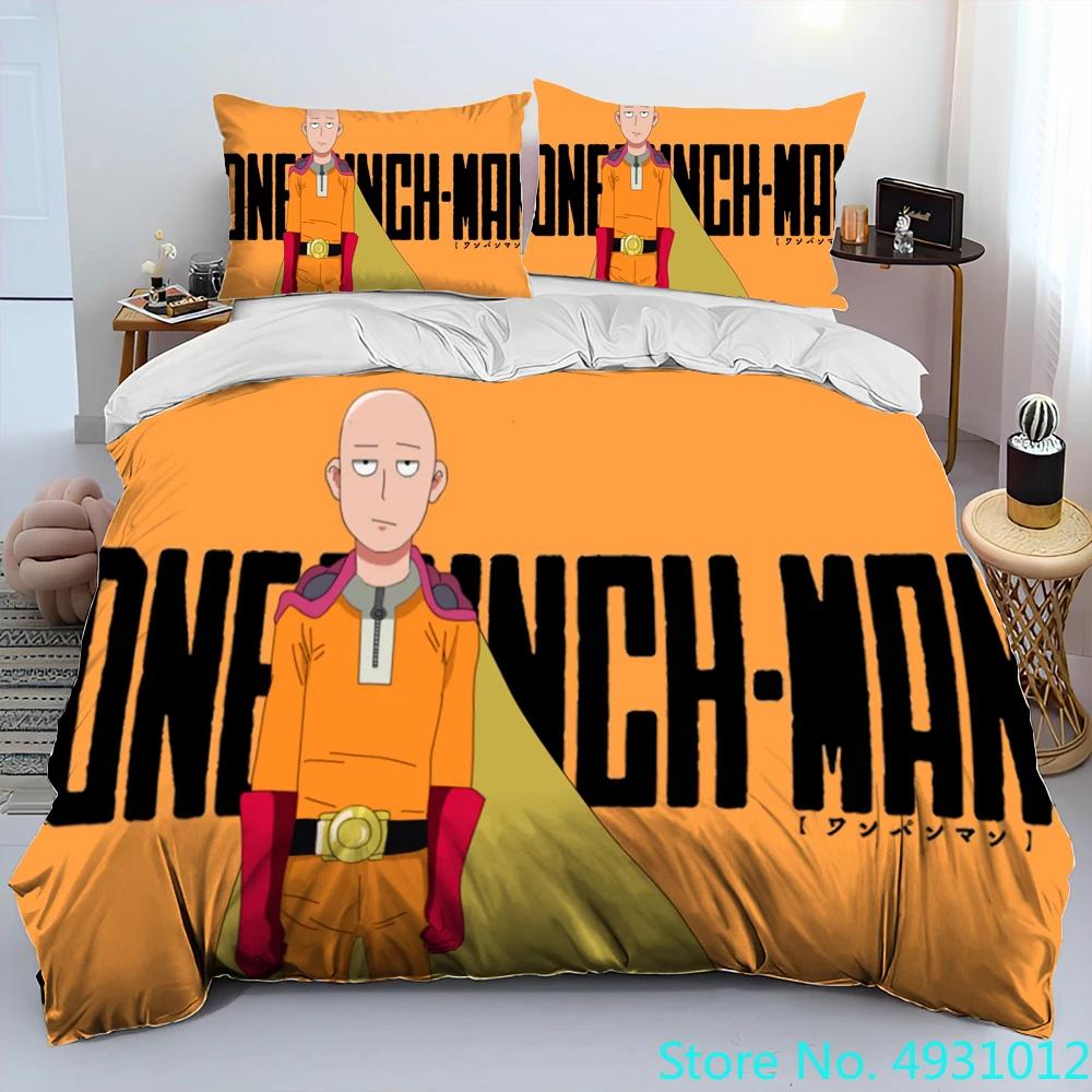 One Punch Man Anime Cartoon Bedding Set Duvet Cover Bed Set Quilt Cover PillowcaseKing Queen Size Bedding Set Kids Gift