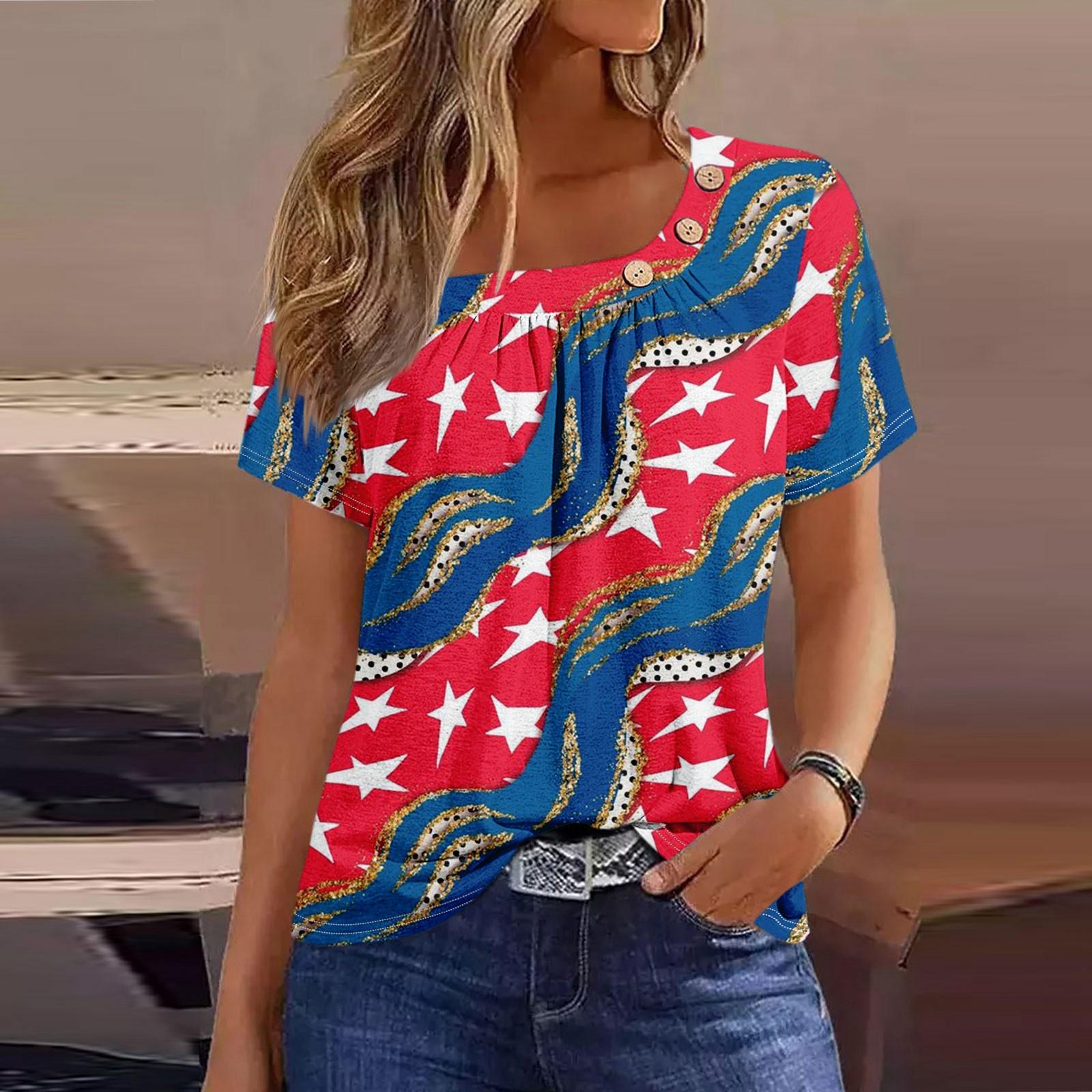 

Женская повседневная футболка с короткими рукавами и v-образным вырезом с принтом и четвертьрукавами, топ S красный