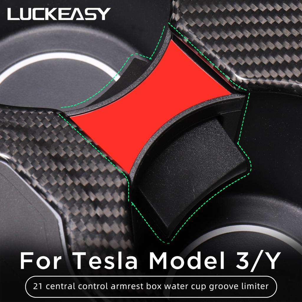 LUCKEASY dla Tesla Model 3 Y 2017-2023 samochodowe gniazdo na kubek z wodą ogranicznik poślizgu klip ABS uchwyt na kubek klip Limiter akcesoria Model