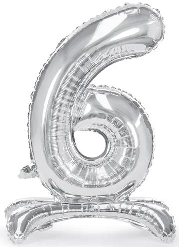 Standing Foil Balloon Number 6 70cm Silver