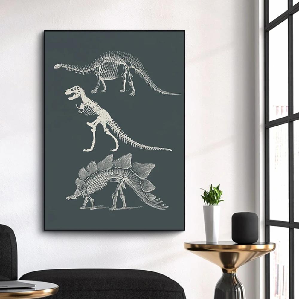 Vintage Dinosaur Chart Posters Extinct Animals Science Educational Prints Canvas Painting Wall Art Pictures Home Boy Room Decor