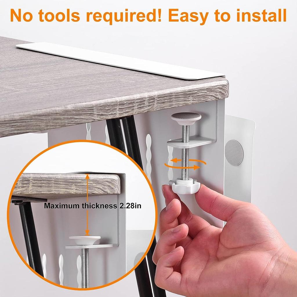 Tableside Pocket, Desk Storage, PC Stand, Tablet Storage, Document Shelf, Desk Storage, Vertical Clamp-Type, Hides Wires, Interior Accessories,