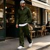 Men's Warm Lined Hoodie and Wide Leg Cargo Pants Set, Casual Relaxed Fit for Outdoor Sports