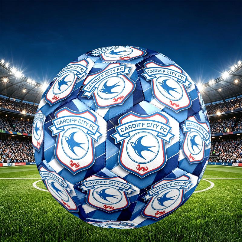 Cardiff City FC Print Size 5 Soccer Ball, PU Wear Resistant Football for Match Training and Daily Practice, Birthday Gift for Soccer Fans