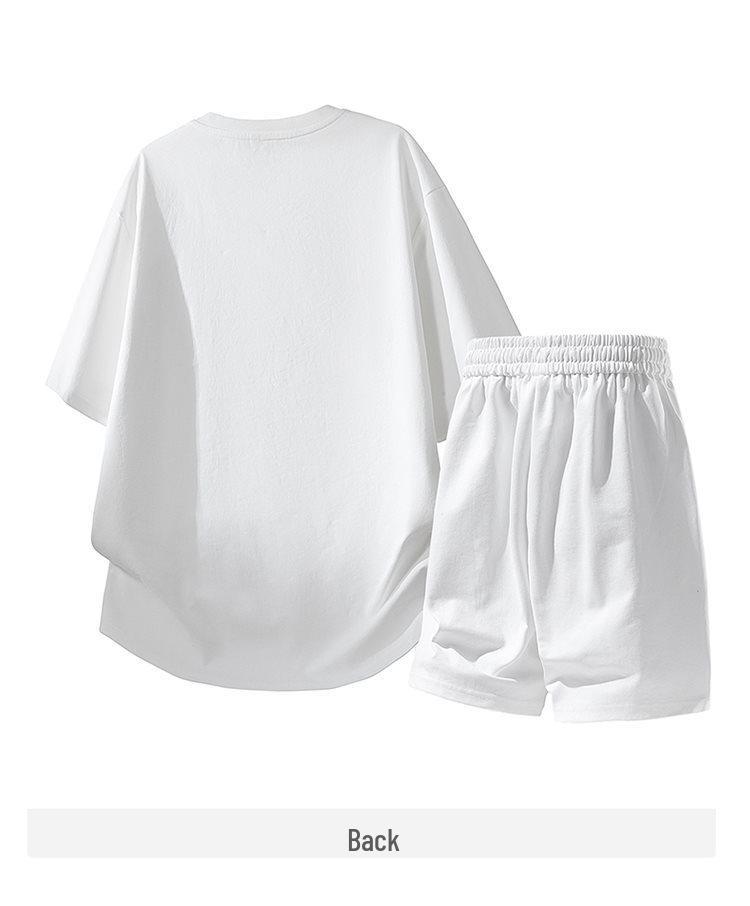 2026 Men's Ice Silk Summer Casual Two-Piece Set: Trendy Short Sleeve T-Shirt & Shorts Combo