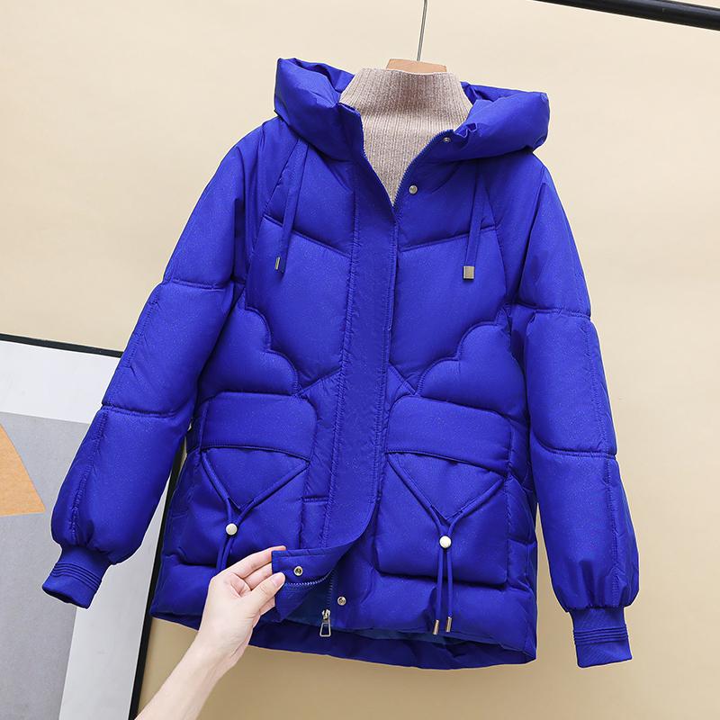 Women's Winter Top Hooded Warm Jacket Large Size Zipper Jacket Loose Large Pocket Jacket