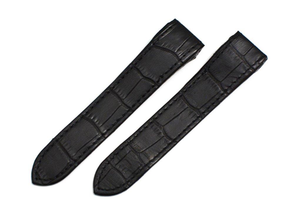 

King Watch Parts Совместимо с Cartier Santos 100 XL Черная тисненая кожа крокодила [Импорт Оригинал] Хронограф, Ремешок, 24,5 мм