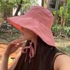 Breathable Fisherman Hat Solid Color Wide Brim Sun Hat Simple Sunscreen Bucket Hat  Beach