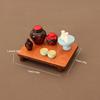 1 Set 1/6 1/12 Dollhouse Miniature Food And Game Simulation Low Table Square Table Wine Jar Wine Bowl Sake Model