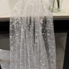 European Style Wedding Birthday Party Hot Stamping Mesh Table Runner Transparent Chiffon Sheer Sequin Tablecloth Hotel Room Holiday Decorat Table Flag