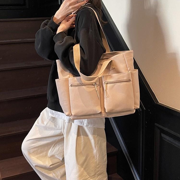 Versatile casual nylon bag women's 2025 new large-capacity commuter tote bag simple shoulder handbag