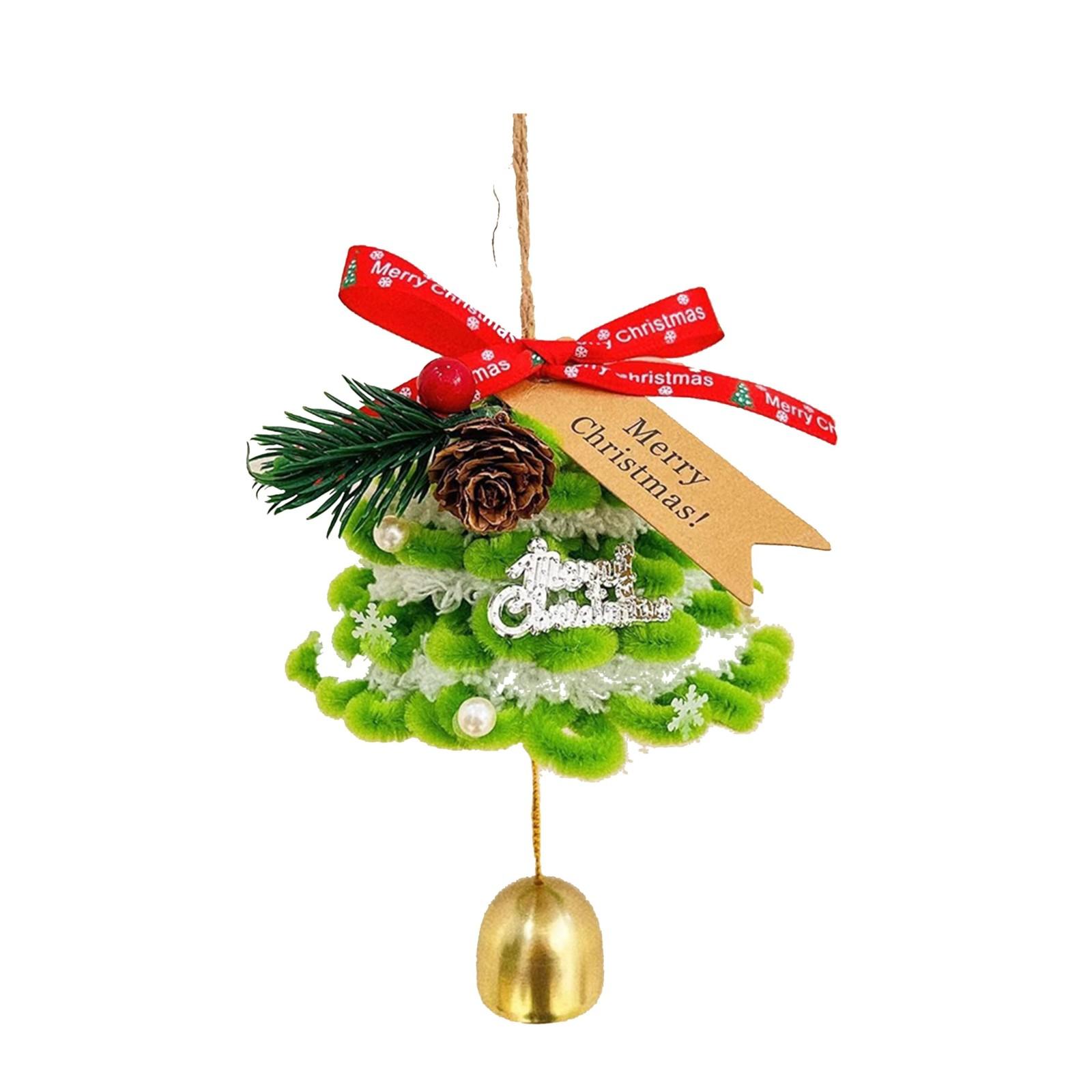 

Рождественская елка ручной работы, креативное рождественское украшение на зеркало заднего вида автомобиля Рождественская елка, плетеное вручную украшение на рождественскую елку