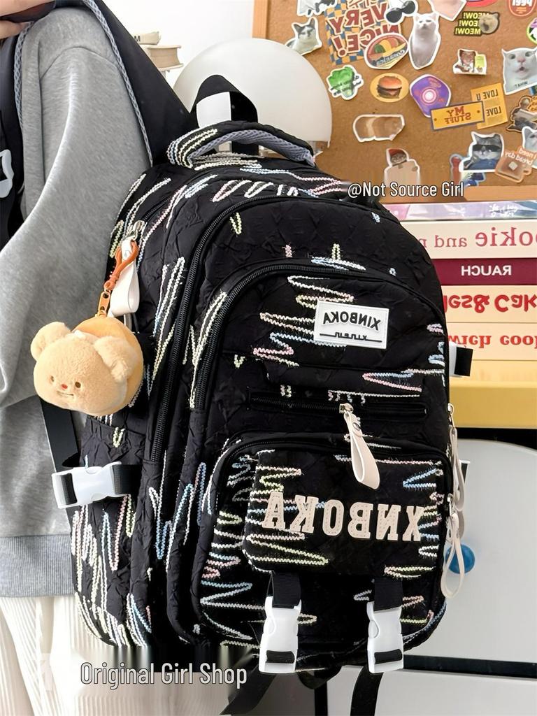 Cute Lightweight Rainbow Pleated Backpack for High School & Middle School Students