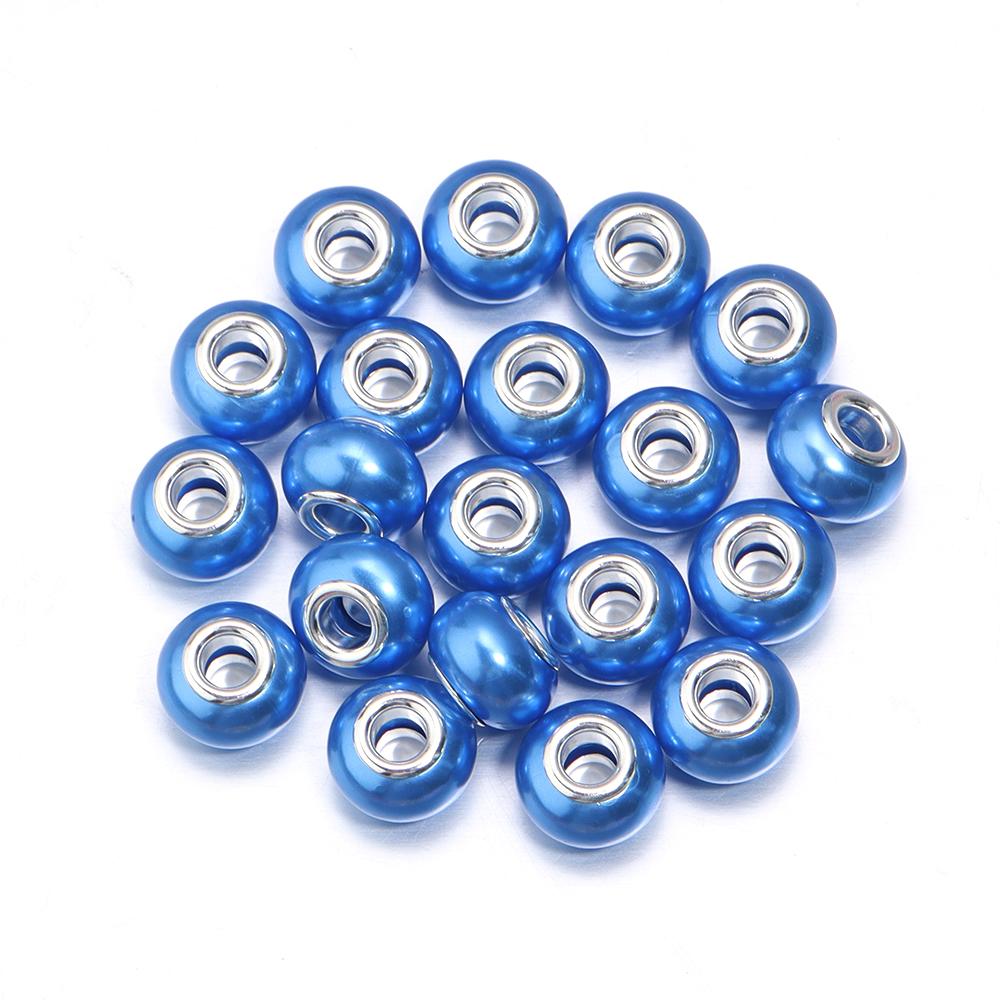 20pcs/lot Imitation Pearl Resin Beads Colorful Big Hole Loose Beads For Jewelry Making DIY Earring Bracelet Necklace Accessories