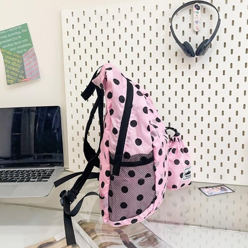 Color Polka Dot School Bag for Girls Large Capacity Backpack for Primary Middle High School Students Lightweight Casual Bookbags Nylon Backpack