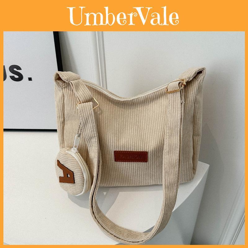 Light Corduroy Tote Bag For Students Large Capacity Casual Shoulder Purse