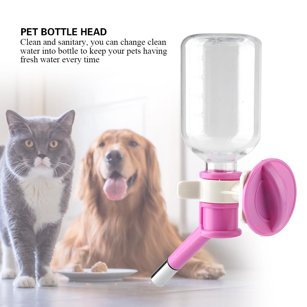 Sticlă de băut suspendată pentru câine de companie, cap fântână, dozator portabil de apă pentru pisici(S 250ml Roz)