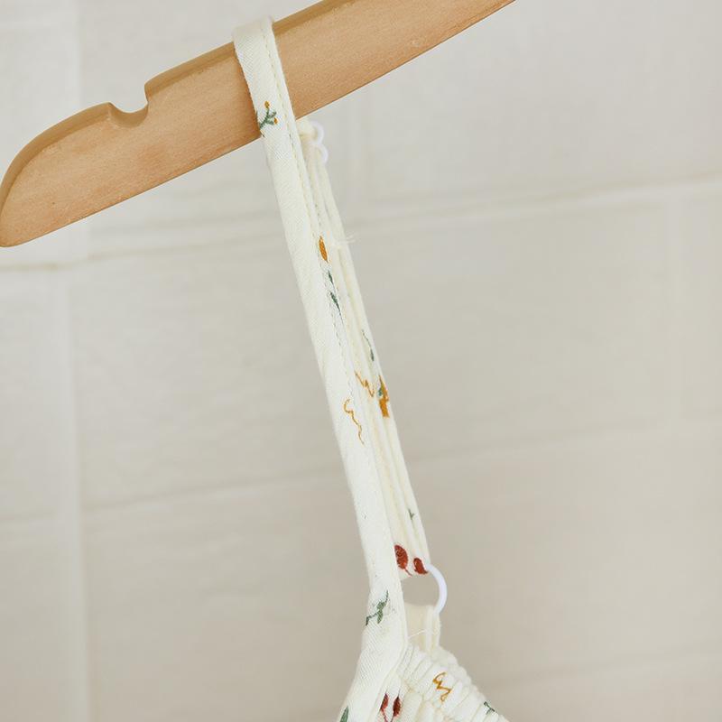 Girl's Floral Bubble Double-Layer Crinkle Cotton Nightgown with Built-In Bra Pads