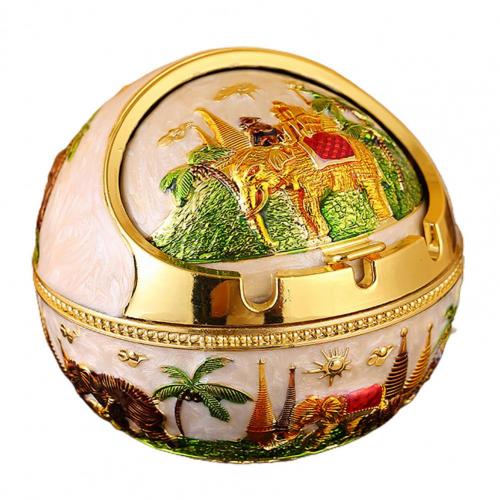 Retro Ashtray Household Cigarette Smoking Holder Home Decor Zinc Alloy Large Ash Holder with Lid for Home Friend Birthday Gift