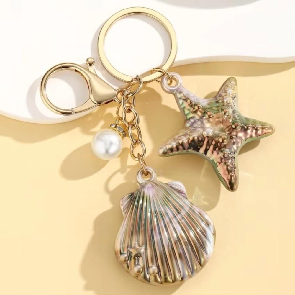 Colorful Shell Key Ring Marine Creature Shell Pendant Shell Keychain  DIY Jewelry Gifts
