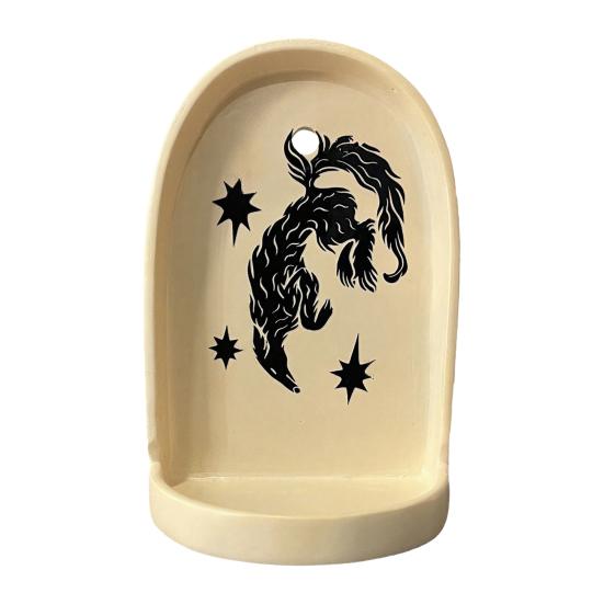 

Yousheng Candlestick Plate Synthetic Resin Lightweight Hand-Painted Decorative Tray with Star Owl Patterns Home Decor C