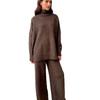 Women High Neck Knit Top and Wide Leg Pants Set Casual Loose Fit Two Piece Outfit