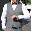 Men Suit Waistcoat V-neck Sleeveless Single Breasted Suit Vest with Pockets Solid Color Ergonomic Tailoring Waistcoat