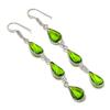 Natural Peridot Gemstone Handmade 925 Sterling Silver Jewelry Earring 3.03" AEE-11296