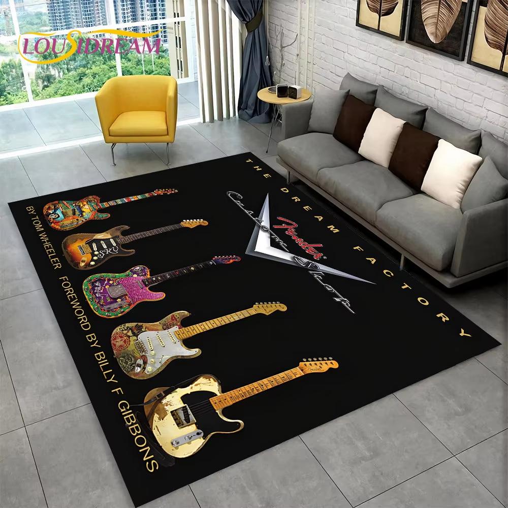 Cool Electric Guitar Carpet Soft Floor Mat Doormat Winter Soft Living Room Sofa Carpet Warm Rug For Bedroom Home Decorati